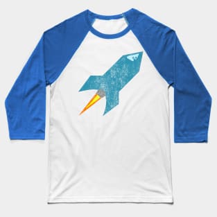 Distressed Retro Rocket Baseball T-Shirt